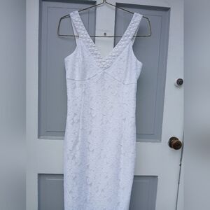 Lilly Pulitzer White Harwin Resort Dress Lace Faceted Beads Size 8